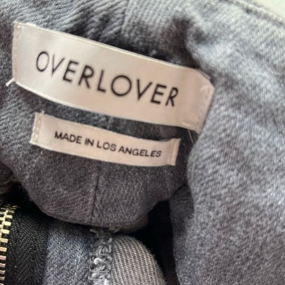 Overlover Jeans Size 25 Abbott Paperbag Waist Grey Denim Tapered Leg 30 Inseam - Picture 7 of 11